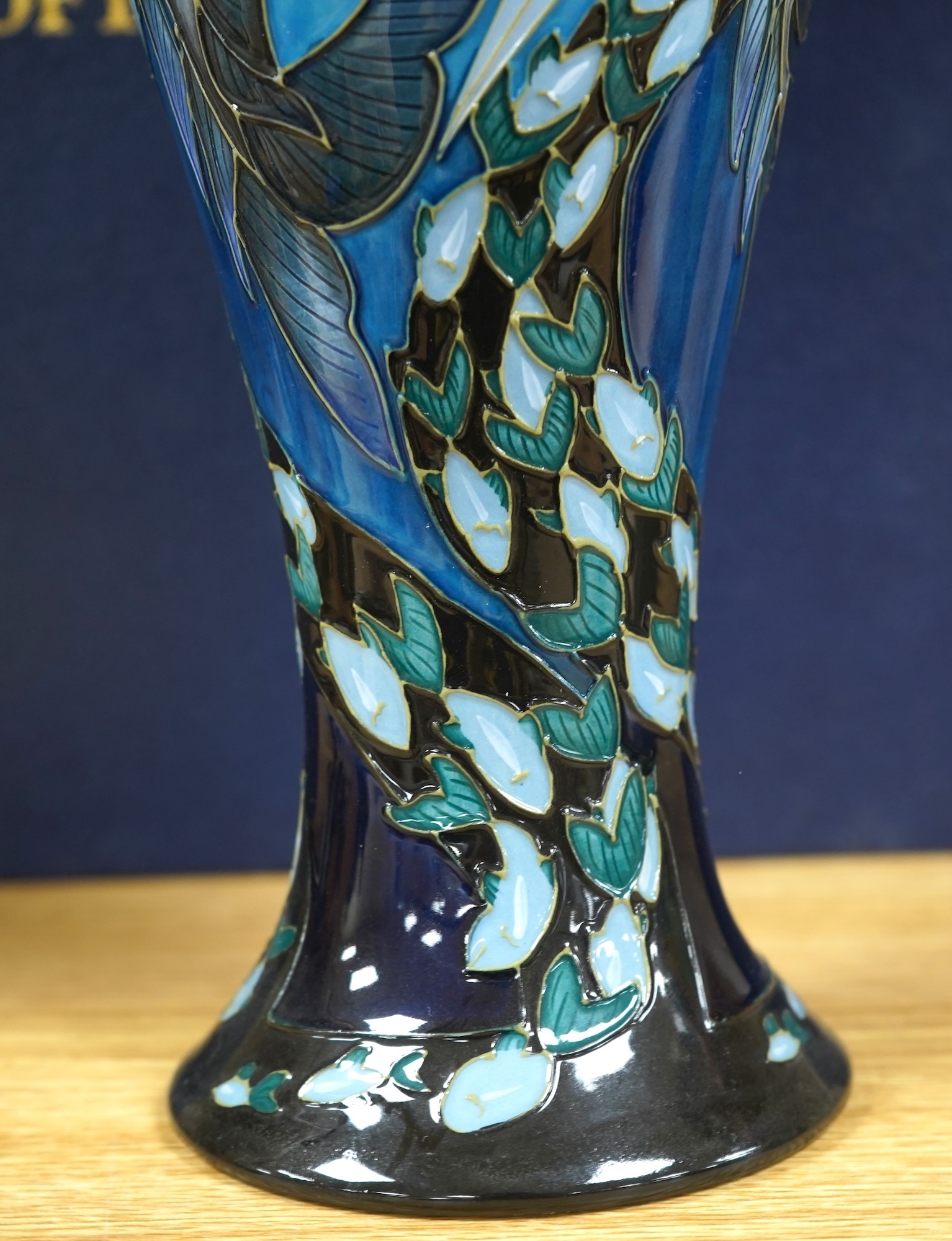 A Moorcroft ‘Blue Rhapsody’ vase, 17.5cm, boxed